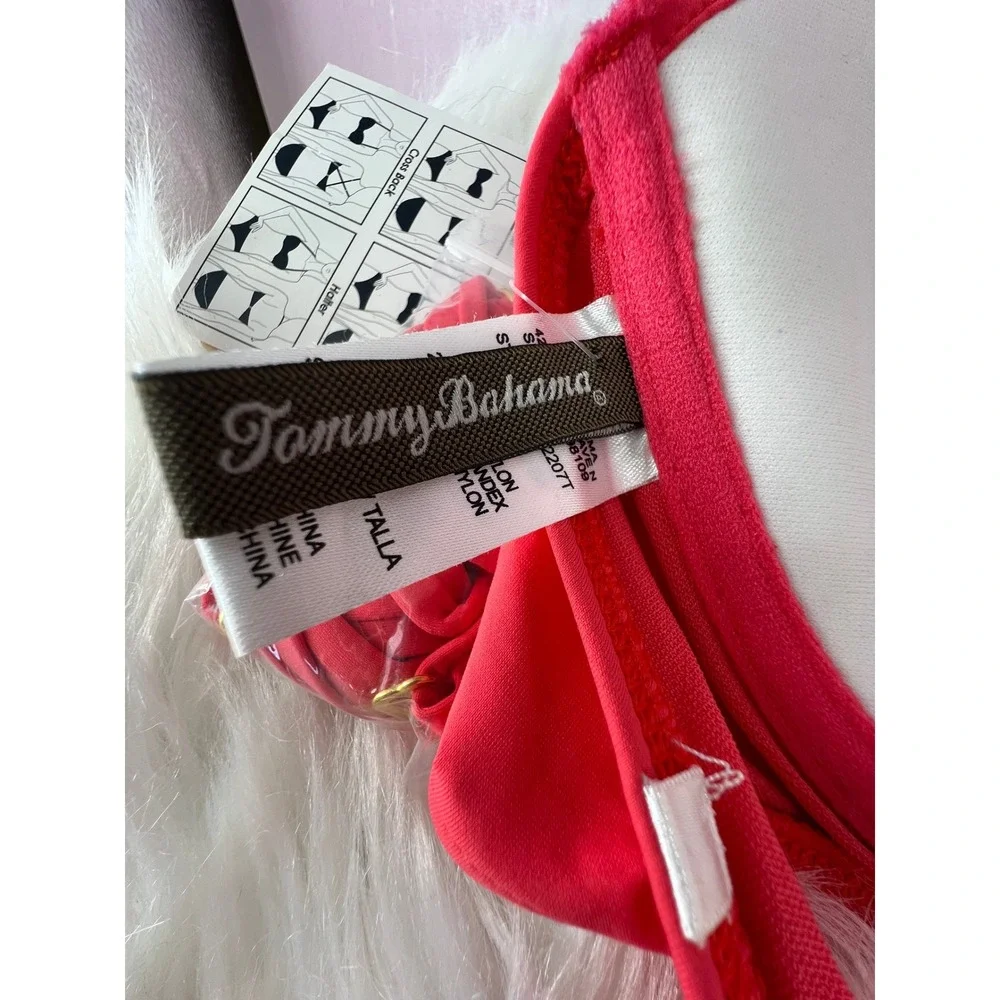 Tommy Bahama Pearl Solids Chic Strapless Bikini Top 34D Bright Coral NEW